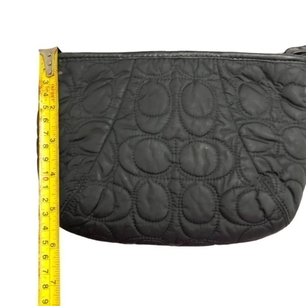 Coach black nylon stitched c cosmetic bag